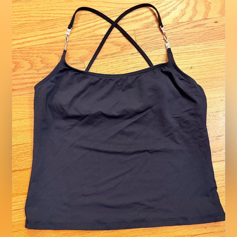 Anne Cole Elegant Black Swim TankCamisole Rhinestone Accents